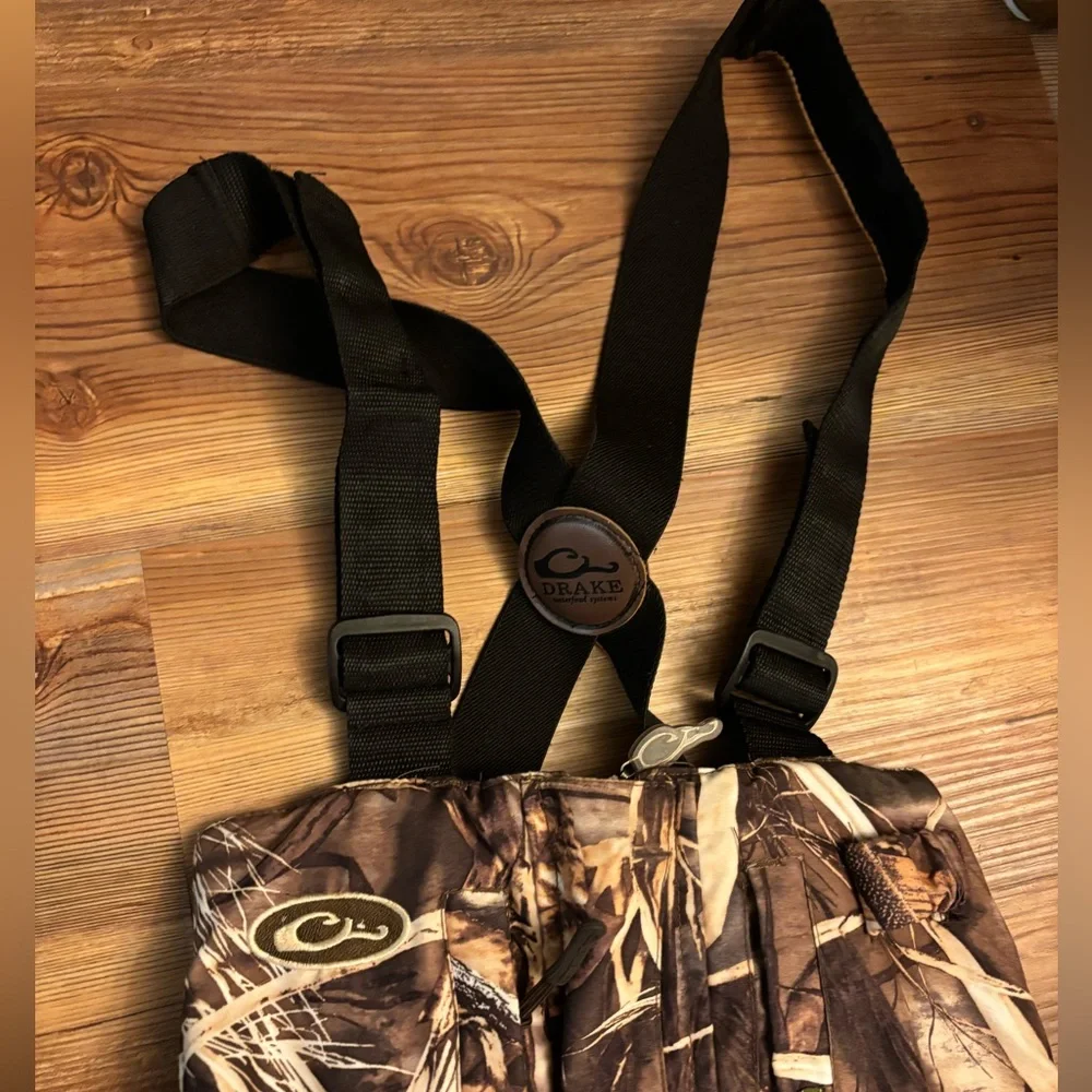 Lady Drake Women’s Waterfowl Bibs Fleece Lined Camo Outdoor Hunting Pants Size S - Picture 2 of 3